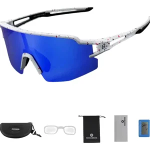 Lentes Rockbros Polarizados Sp8005 Ciclismo Running Deporte Blanco Con Puntos