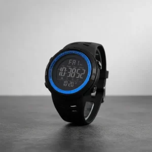 Reloj Digital Skmei 1251 Dial Grande Deportivo Negro Bisel Azul