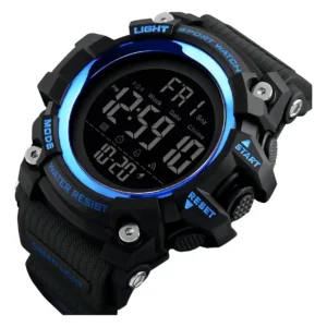 Reloj Digital Skmei Esportivo para Hombre, con Correa Negra y Detalles Azules