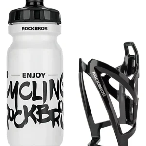 Kit Portabotellas Rockbros DCBT68 con Botella de 600ml y Soporte de PC en Blanco