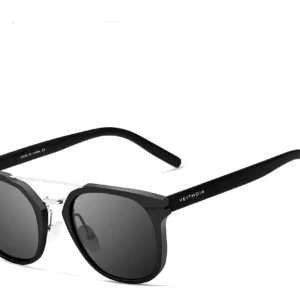 Lentes de Sol Veithdia V6392 Polarizados, Protección UV y Armazón de Metal Negro