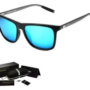 Anteojos de sol polarizados Veithdia 6108 Azul Estándar Diseño Mirror Varilla Gris oscuro de Aluminio V6108
