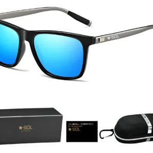 Lentes de Sol N-Sol NS8061 Rectangular Polarizados con Marco Negro y Lente Azul