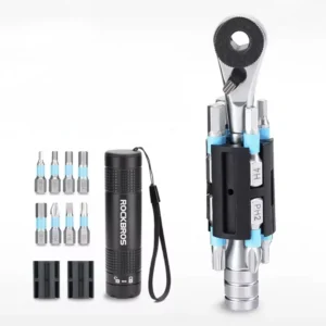 Herramienta Rockbros Reparacion Ciclismo Portatil Con 8 Puntas Distintas Y Llave Criquet Trinquete Rk430044