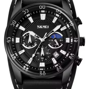Reloj Skmei 9249 /cronometró, Fecha Correa Cuero Negro Tipo Brazalete