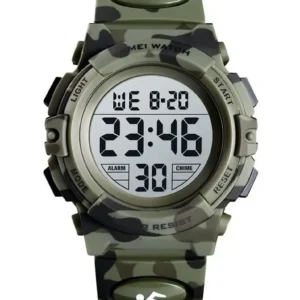Reloj pulsera digital Skmei 1548 con correa de poliuretano color army green camouflage - fondo gris